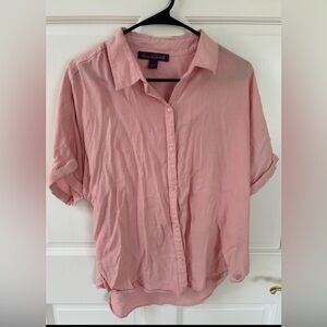 Gloria Vanderbilt Women's Size Large Button Up Shirt Pink Short Sleeve Top